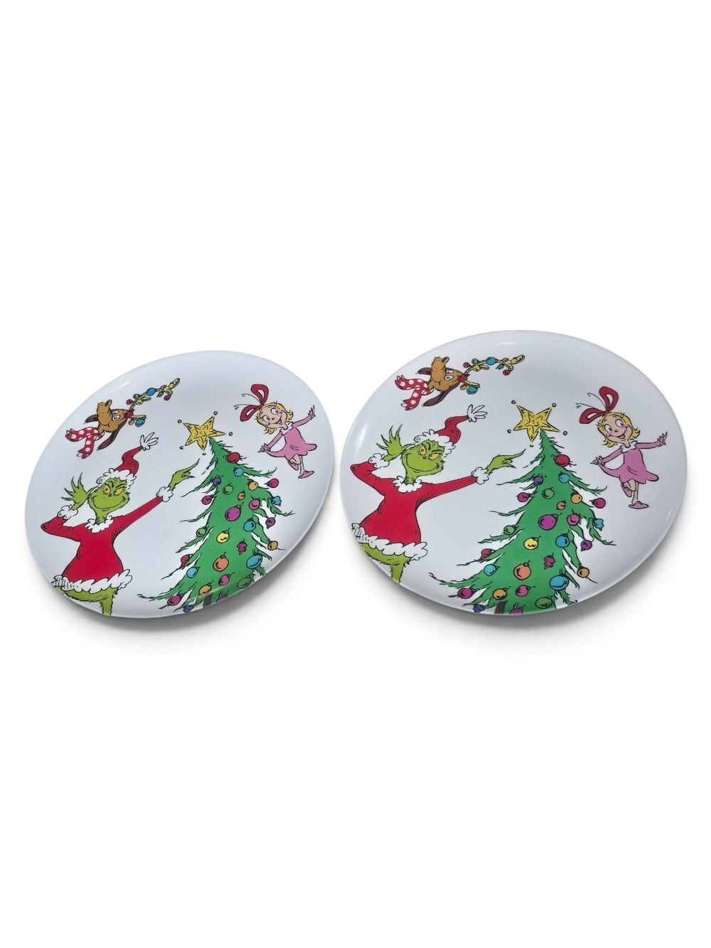 Dr. Seuss The Grinch Christmas Dinner Plates 10" Set of 2 BioWorld Nwt